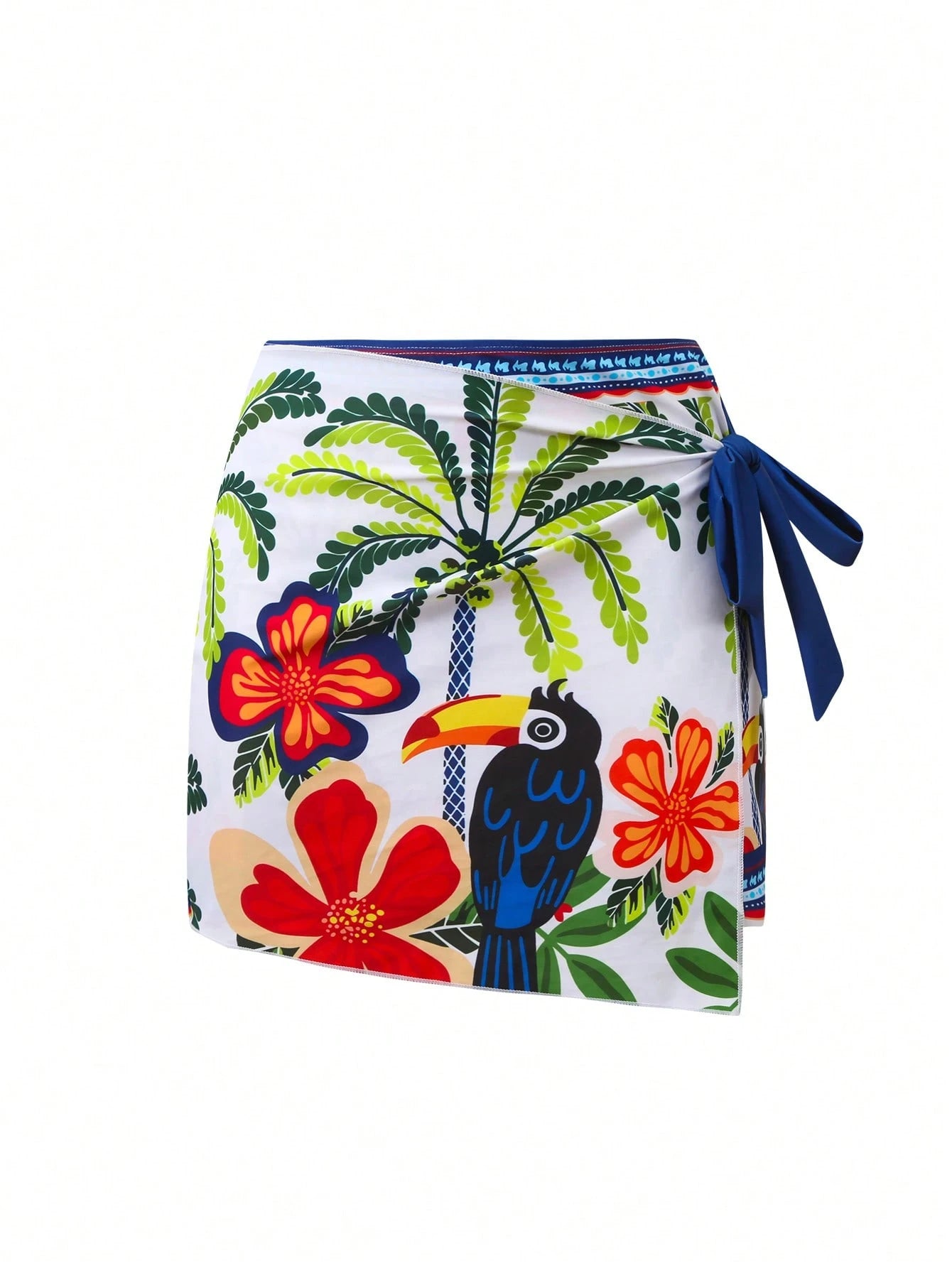SHEIN Swim Oasis Women's 2pcs Tropical Print Sexy Vintage Romantic High-End Fashion Swimsuit + Skirt Beach