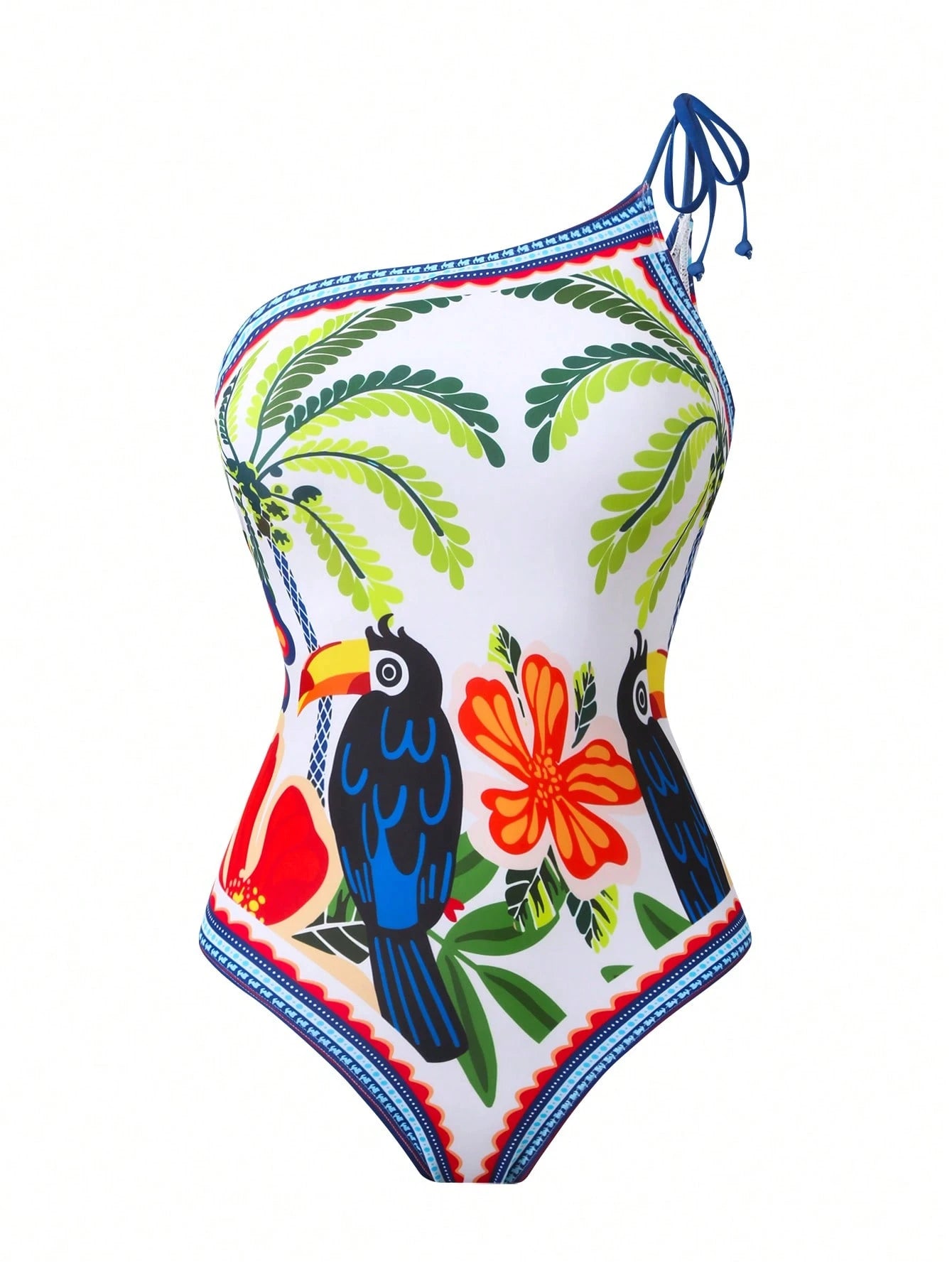 SHEIN Swim Oasis Women's 2pcs Tropical Print Sexy Vintage Romantic High-End Fashion Swimsuit + Skirt Beach