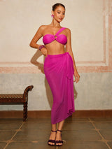 SHEIN Swim Oasis Women's 3pcs Hot Pink Sexy Bikini Set