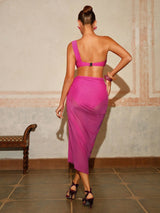 SHEIN Swim Oasis Women's 3pcs Hot Pink Sexy Bikini Set