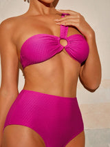 SHEIN Swim Oasis Women's 3pcs Hot Pink Sexy Bikini Set