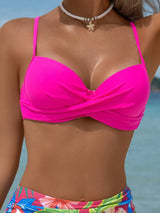 SHEIN Swim Vcay Women's Summer Beach Vacation Sexy Gathered Push-Up Bikini Set