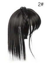 Black hair extension with a clip on a white background
