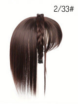 Brown hair extension with a braid on a white background