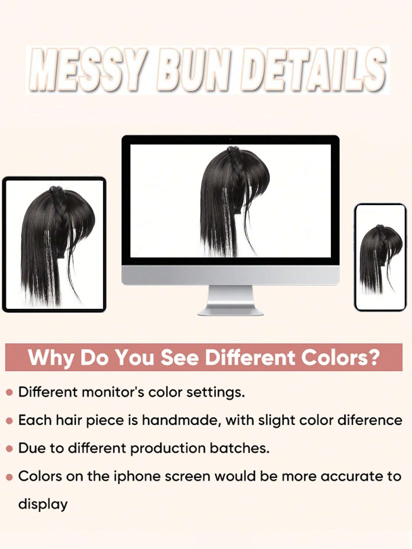 وصلة شعر صناعية سوداء من SHEIN، غرة أمامية، مشبك شعر أسود