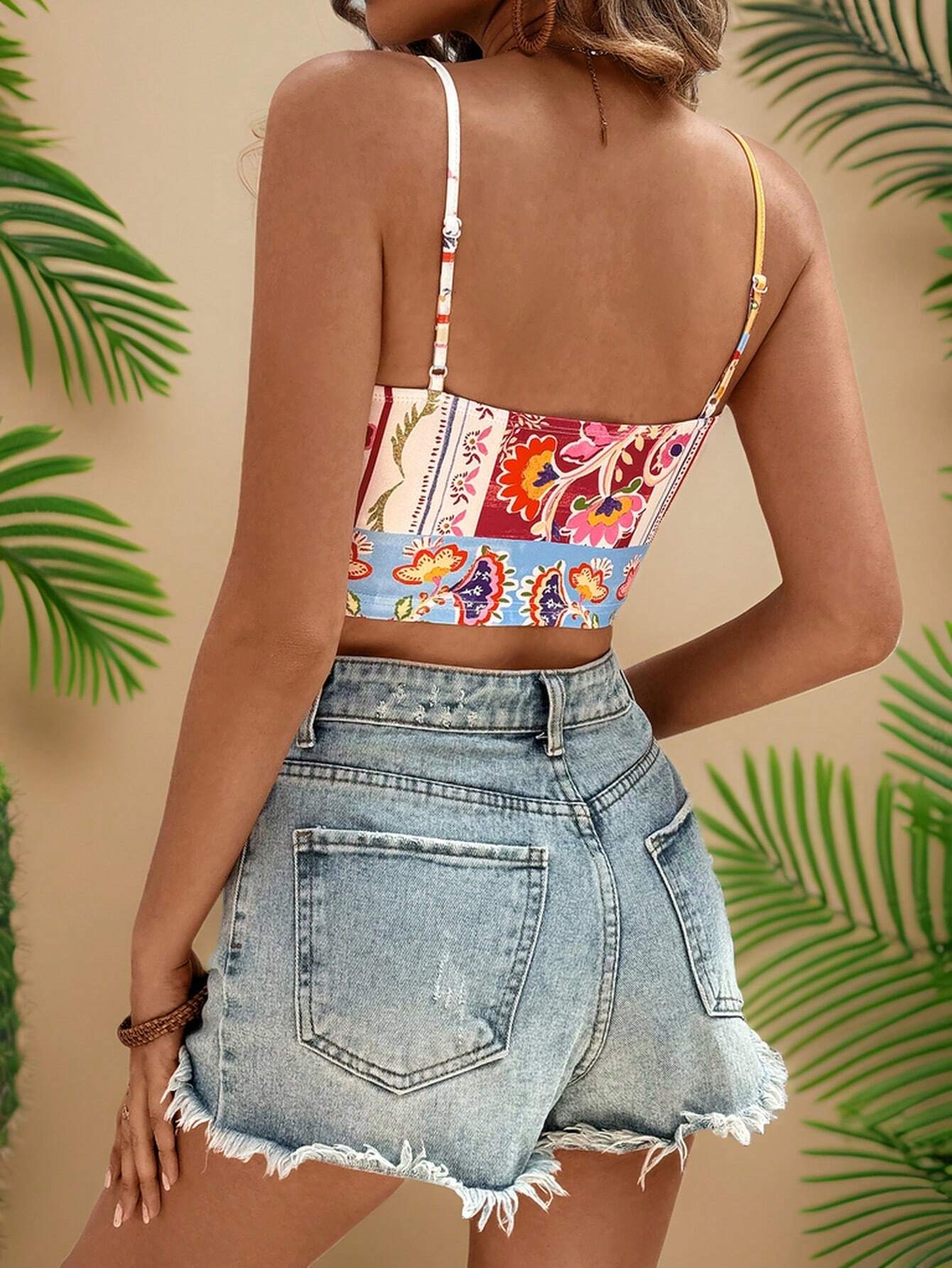 SHEIN Travachic Women's Floral Printed Asymmetrical Hem Casual Cami Tank Top