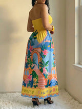 SHEIN VaVaBold 2026 Women's Yellow Summer Boho Beach Vacation Holiday Dress