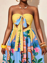 SHEIN VaVaBold 2026 Women's Yellow Summer Boho Beach Vacation Holiday Dress