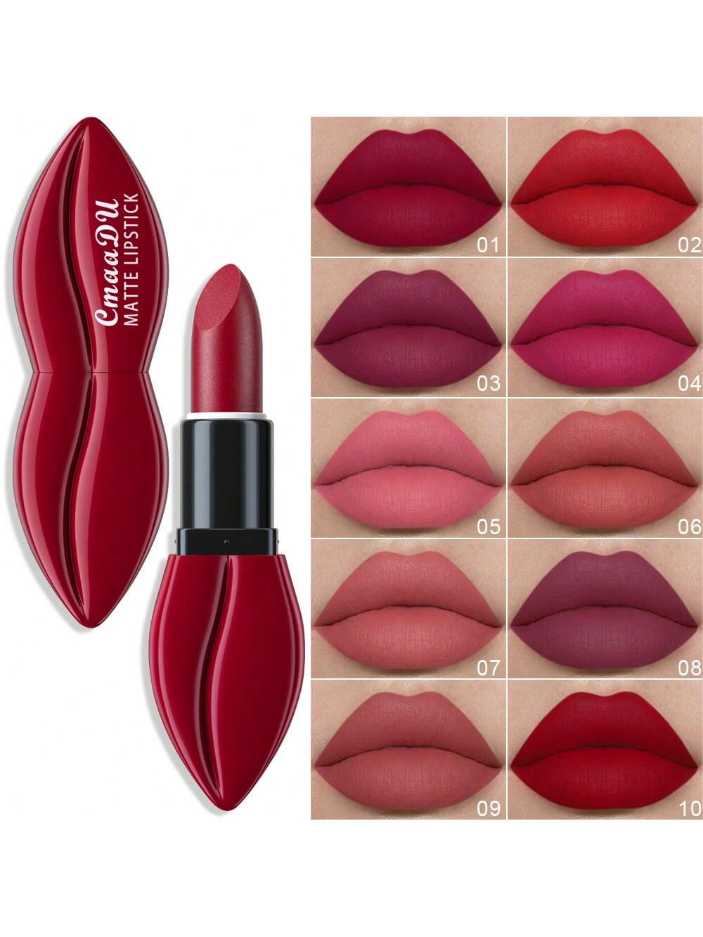 SHEIN Velvet Matte Lipstick, Long-lasting Non-stick Cup High Pigment Lipstick