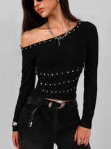 Women's Asymmetric Punk Sexy One Shoulder Exposed Shoulder Top