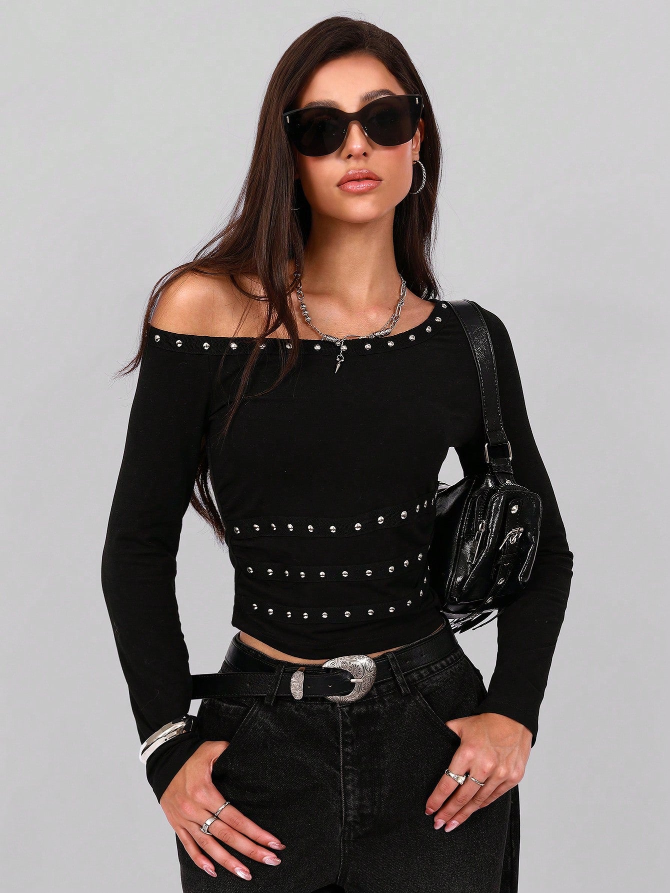 Women's Asymmetric Punk Sexy One Shoulder Exposed Shoulder Top