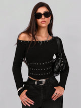 Women's Asymmetric Punk Sexy One Shoulder Exposed Shoulder Top