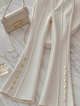 SHEIN Women's Summer Solid Color Versatile Daily Commute Slimming High Waist Flared Pants