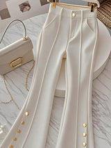 Women's Summer Solid Color Versatile Daily Commute Slimming High Waist Flared Pants