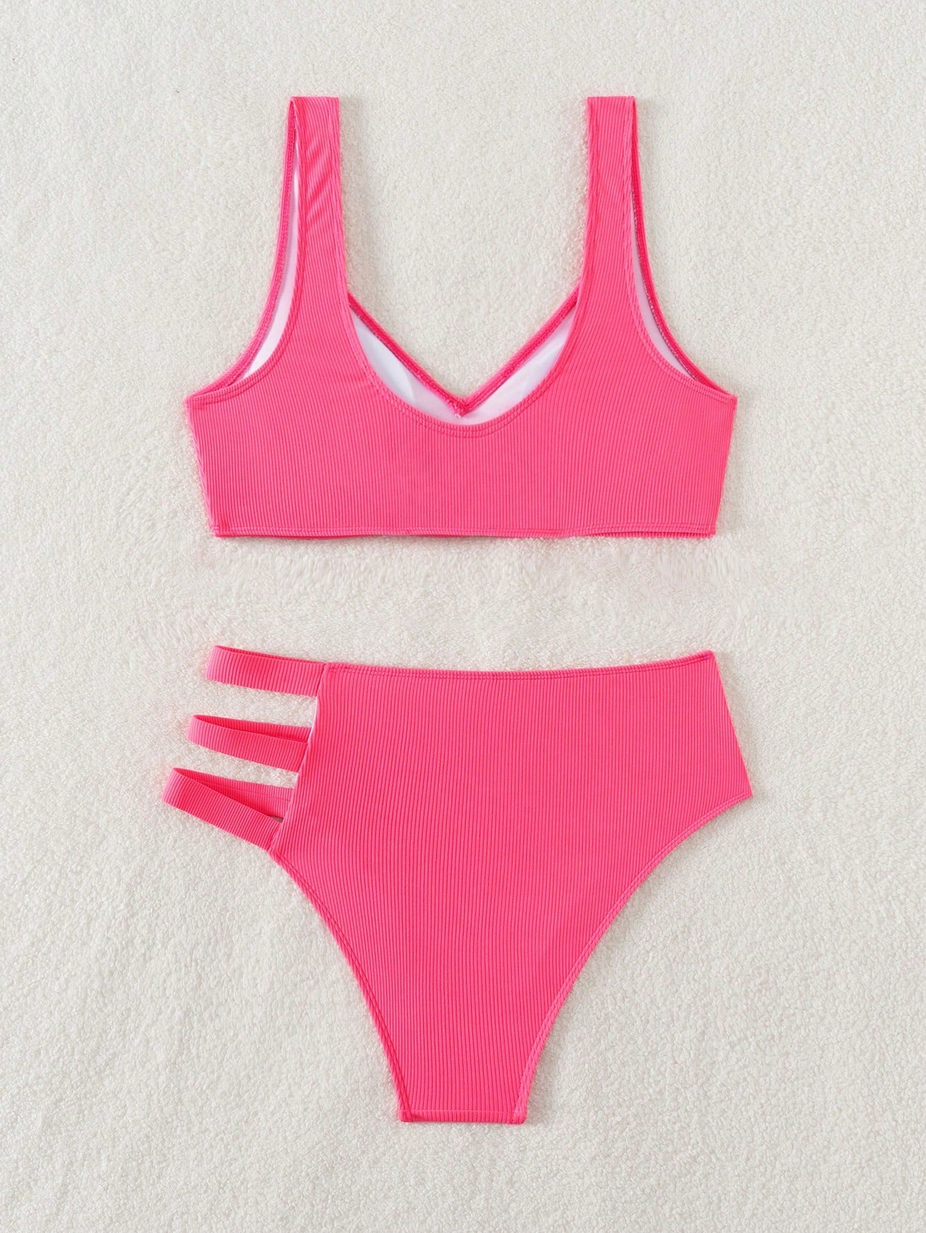 SHEIN Women's Bikini Set, Small Plaid Fabric Summer Beach