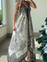 SHEIN Women's Boho Style Sleeveless Asymmetrical Loose Floral Print Dress, Casual Summer Dress, Suitable For Various Body Types Vacation Party Elegant