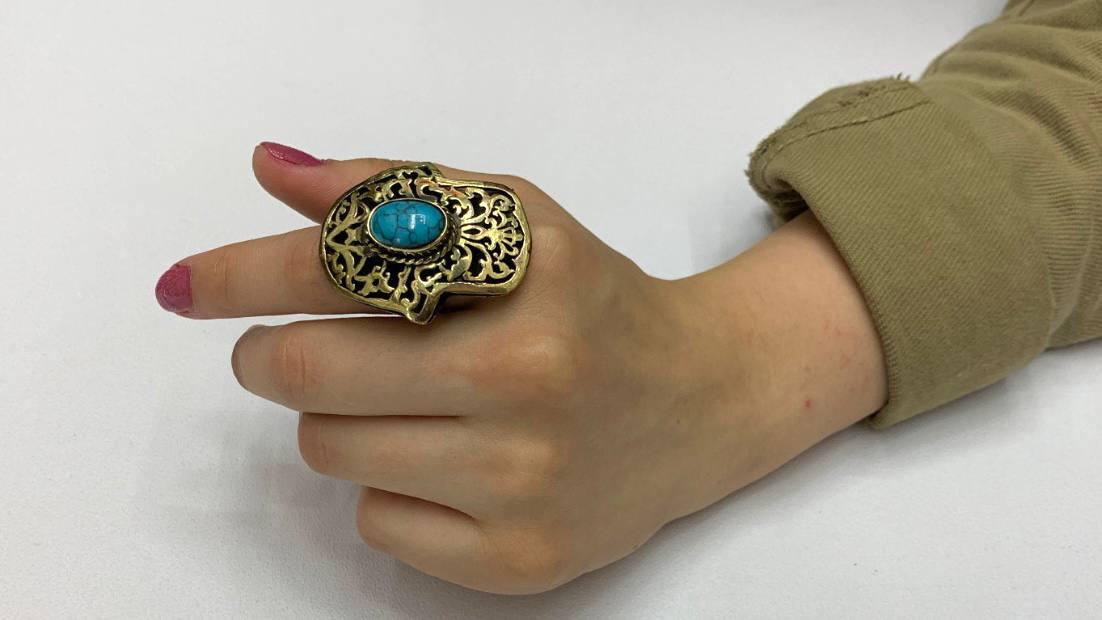 Hand shaped copper ring