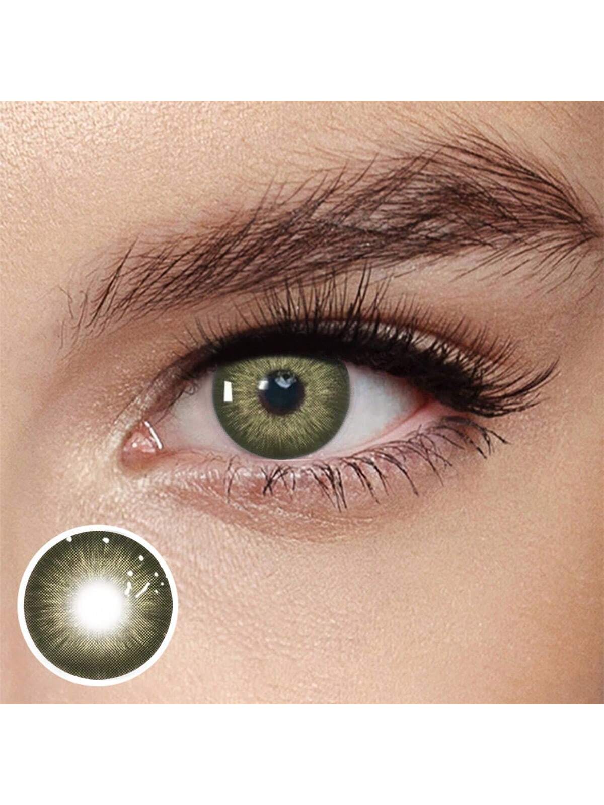 SHEIN 2 Pieces Gray Brown Color Contact Lenses Eye Makeup Soft Contact Lenses Annual Glasses Cosmetic Soft Lens