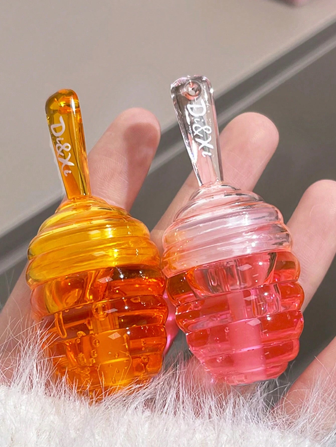 SHEIN Little Honey Jar Lip Oil Set,No-Sticky Gloss Lip Balm Lip Care