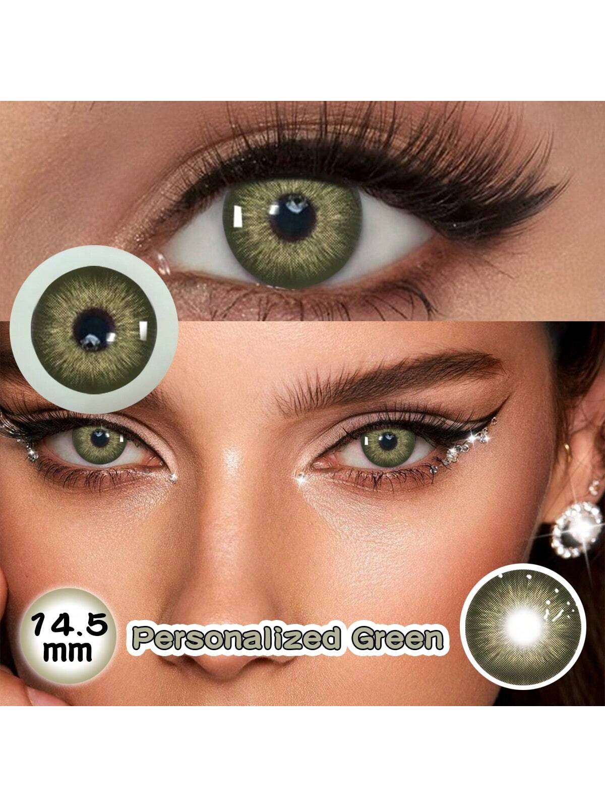 SHEIN 2 Pieces Gray Brown Color Contact Lenses Eye Makeup Soft Contact Lenses Annual Glasses Cosmetic Soft Lens