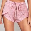 SHEIN Confetti Heart Tie Front Wrap Shorts