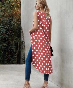 Alternative view of SHEIN Polka Dot Sleeveless High Low Longline Blouse
