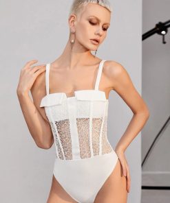 SHEIN Solid Lace Cami Bodysuit