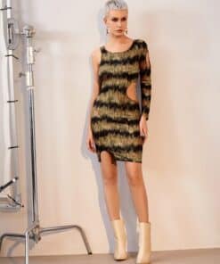 SHEIN Allover Print Cut Out Bodycon Dress