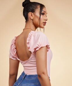 Alternative view of SHEIN Scoop Neck Puff Sleeve Bodysuit