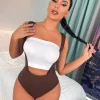 SHEIN Two Tone Cut Out Skinny Bodysuit