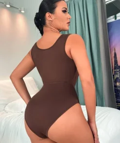 Alternative view of SHEIN Two Tone Cut Out Skinny Bodysuit Without tee