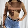 SHEIN Zip Back Asymmetrical Hem Top