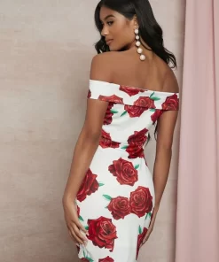Alternative view of SHEIN Allover Floral Print Off Shoulder Tulip Hem Bodycon Dress