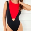 SHEIN X Margot BREARD Two Tone Cut Out Bodysuit