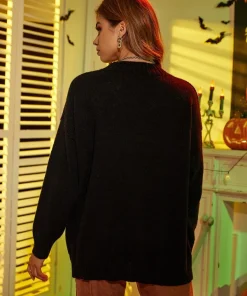 Alternative view of SHEIN  Halloween Wizard And Letter Pattern Drop Shoulder Sweater