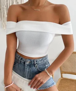 SHEIN SXY Off Shoulder Ribbed Knit Top