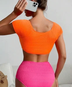 Alternative view of SHEIN Colorblock Ruched High Waisted Bikini Swimsuit