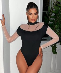 SHEIN SXY Two Tone Mock Neck Bodysuit