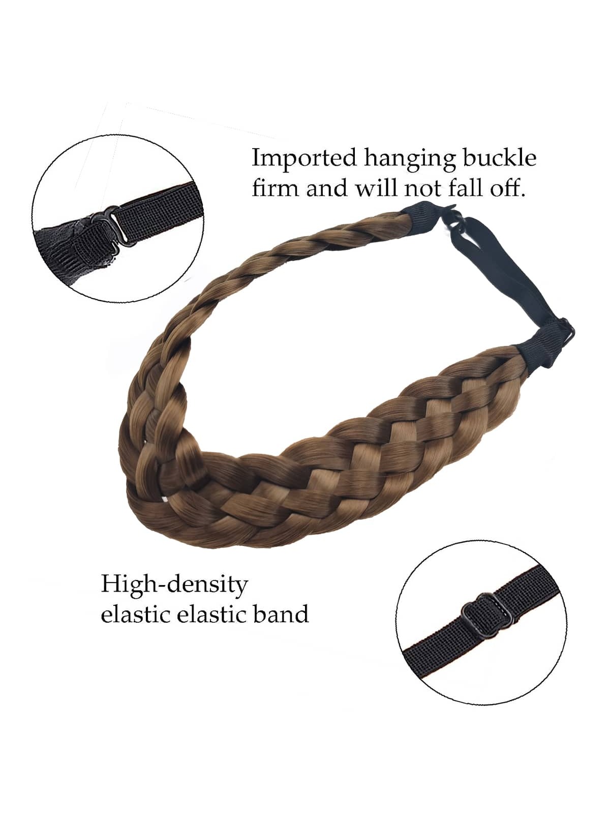 SHEIN Braid Wig Twist Headband Synthetic Braids Twist Elastic Headband With Adjustable Belt Braided Headband Hairpiece Hair Accessories For Women Girls - Image 2
