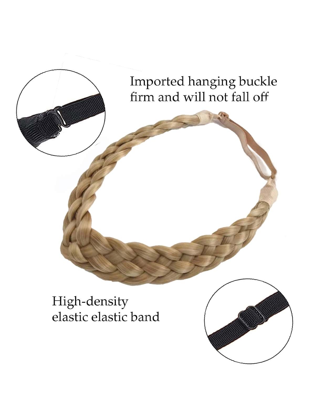 SHEIN Braid Wig Twist Headband Synthetic Braids Twist Elastic Headband With Adjustable Belt Braided Headband Hairpiece Hair Accessories For Women Girls - Image 3