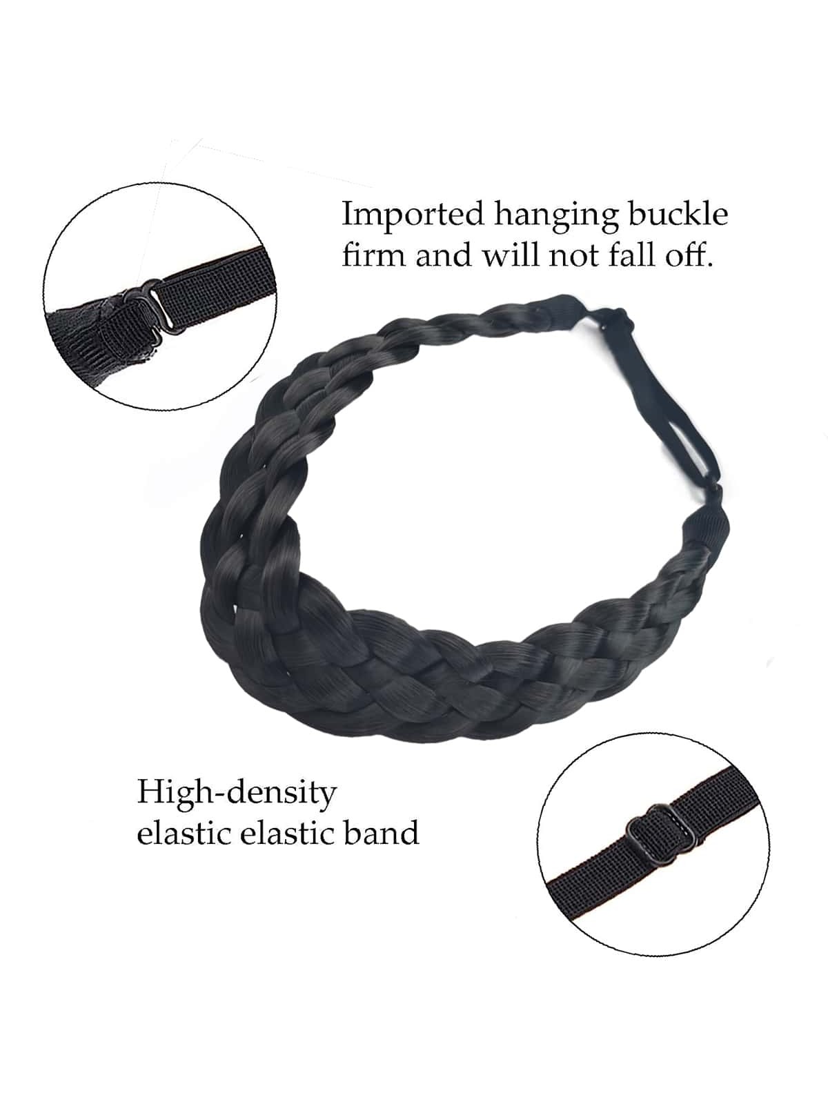 SHEIN Braid Wig Twist Headband Synthetic Braids Twist Elastic Headband With Adjustable Belt Braided Headband Hairpiece Hair Accessories For Women Girls - Image 3