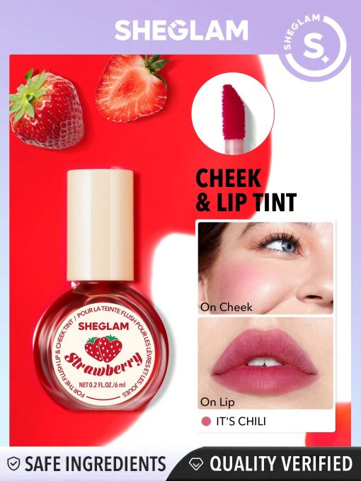 SHEGLAM For The Flush Lip & Cheek Tint-It's Chili Long-Lasting Matte Finish Lip Tint Easy-To-Use Lightweight Blush Moisturizing Lip Stain Liquid Lipstick Black Friday Gift Liquid Lipstick