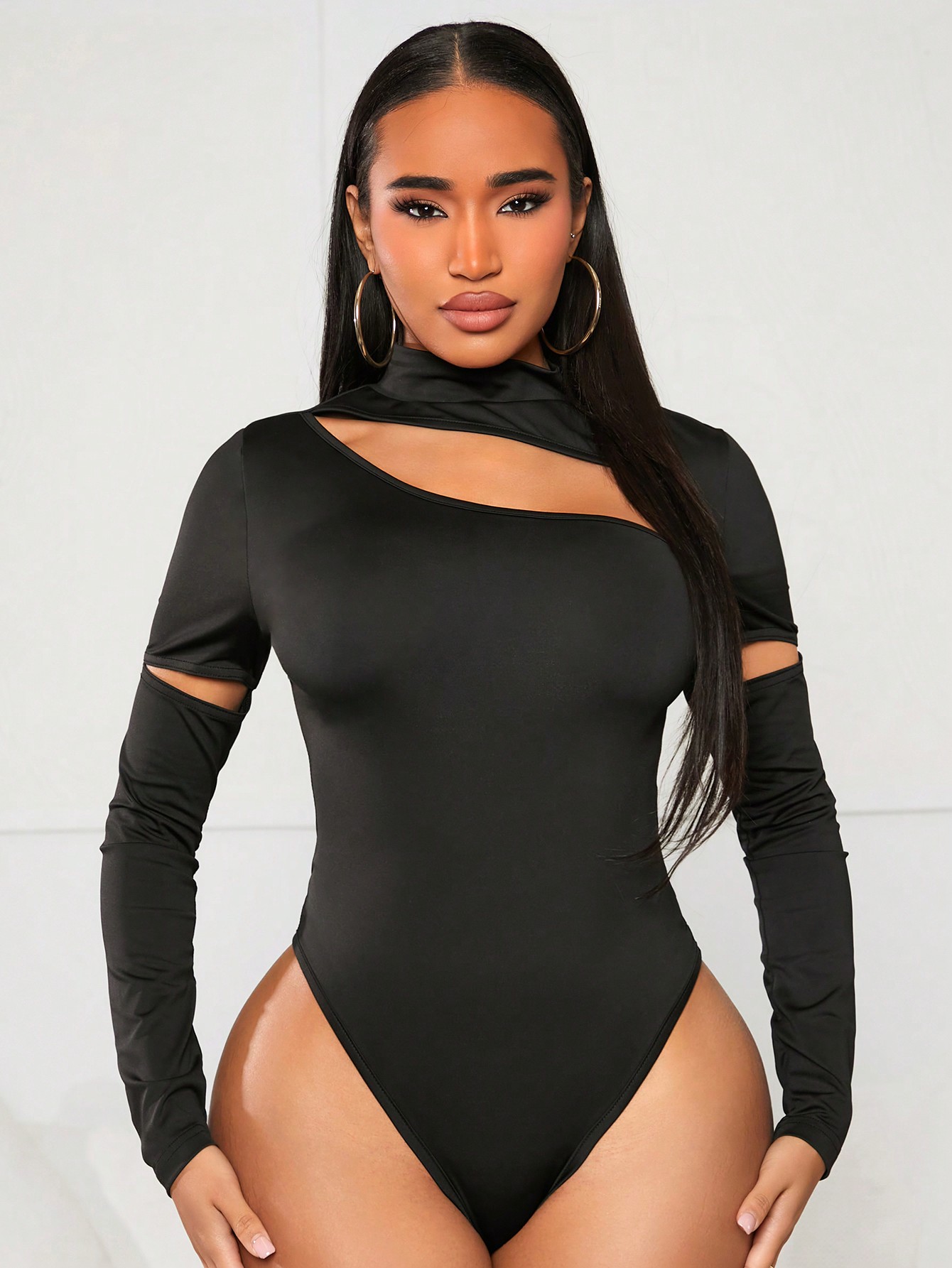 SHEIN SXY Women'S New Year Sexy High Neck Hollow Out Jumpsuit