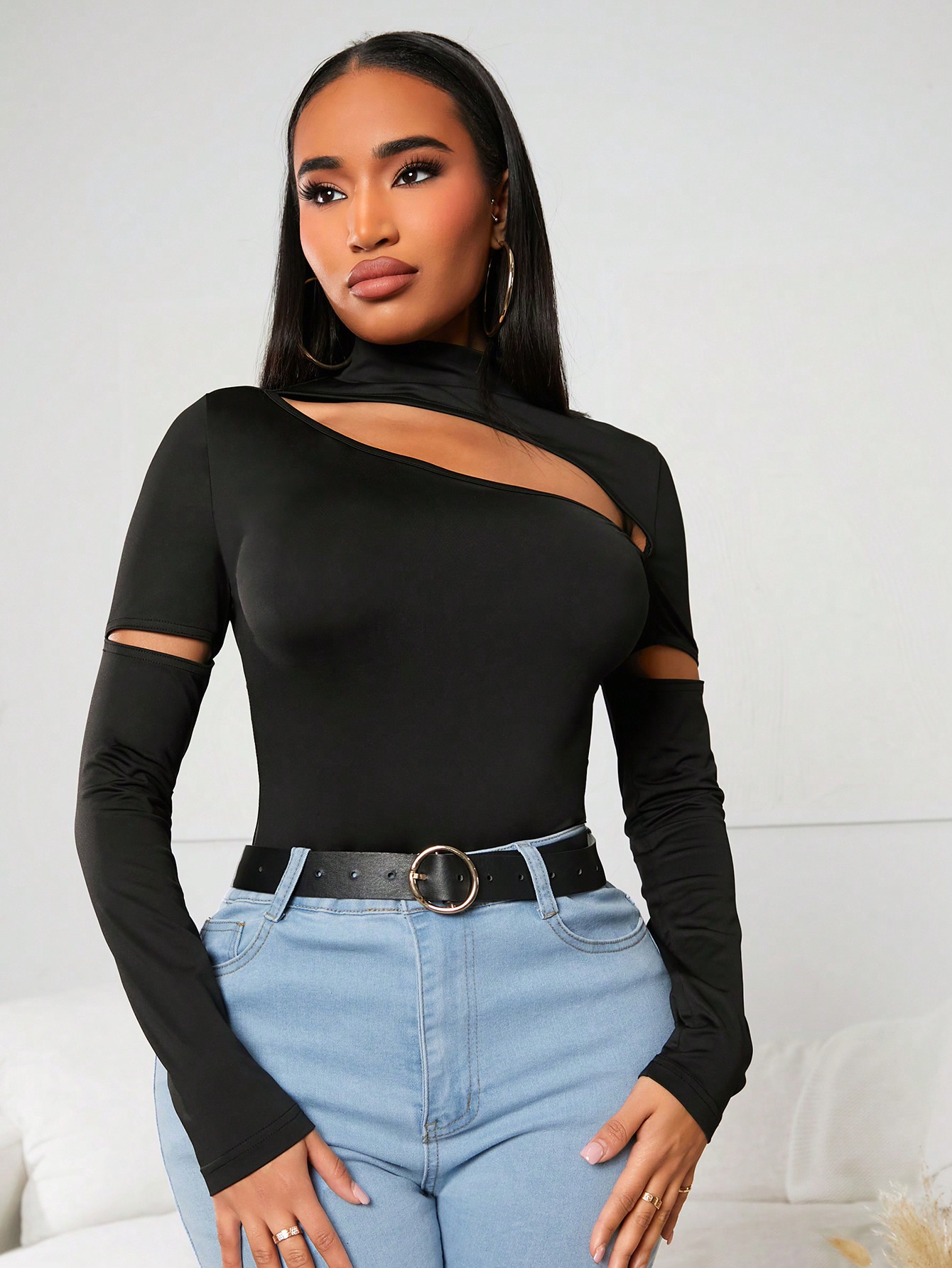 SHEIN SXY Women'S New Year Sexy High Neck Hollow Out Jumpsuit - Image 3