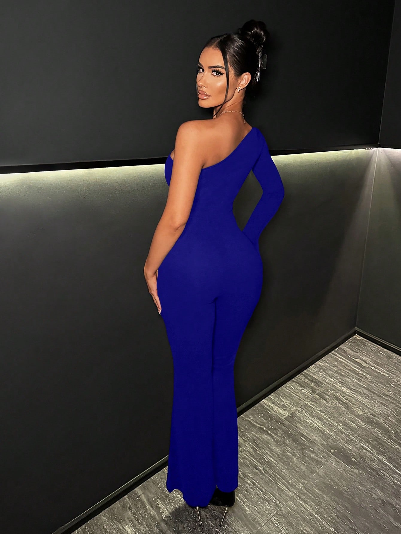 SHEIN SXY Women'S Rhinestone And Mesh Patchwork Jumpsuit - Image 2