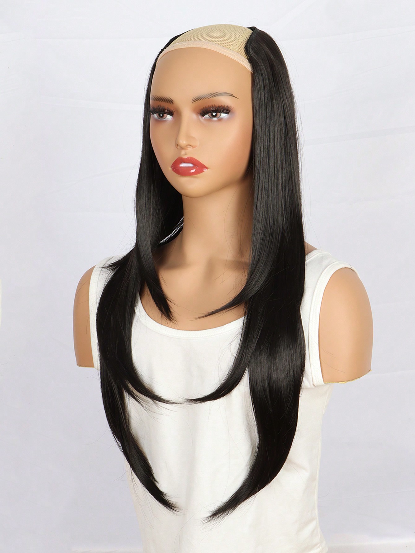 SHEIN Synthetic Long Straight Hair Extenisons 22 Inch Clip In Hair Extension V Shape Heat Resistant Hairpieces For Women Girls - Image 2