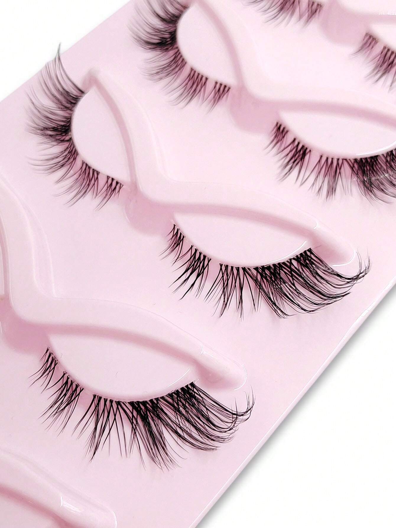 SHEIN 5 Pairs Cat Eye False Eyelashes Natural Crisscross Eyelashes Clear Band Natural Look Wispy Lashes Eyelash Extension Makeup - Image 2