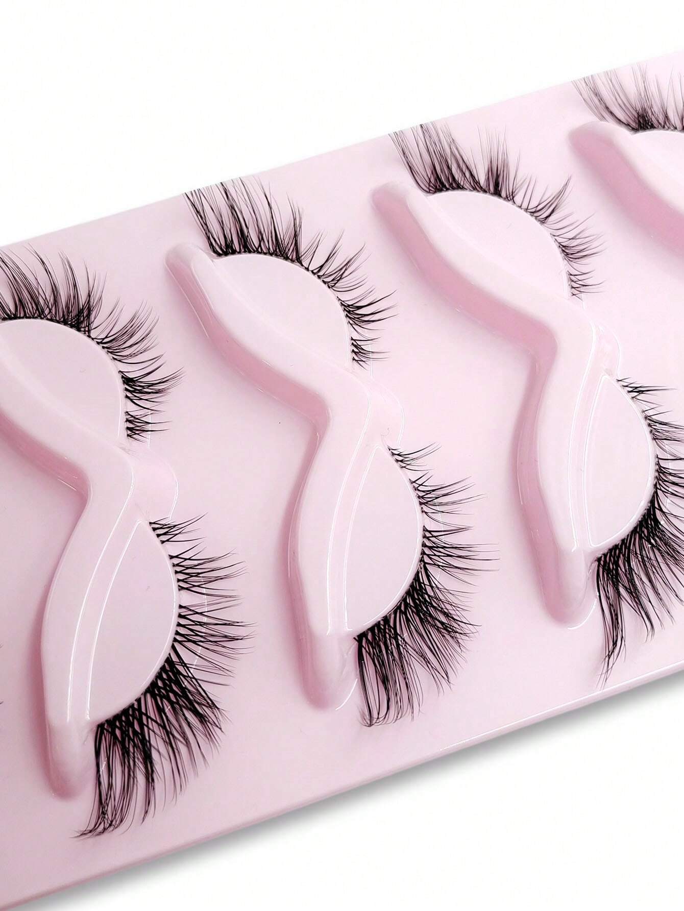 SHEIN 5 Pairs Cat Eye False Eyelashes Natural Crisscross Eyelashes Clear Band Natural Look Wispy Lashes Eyelash Extension Makeup - Image 4