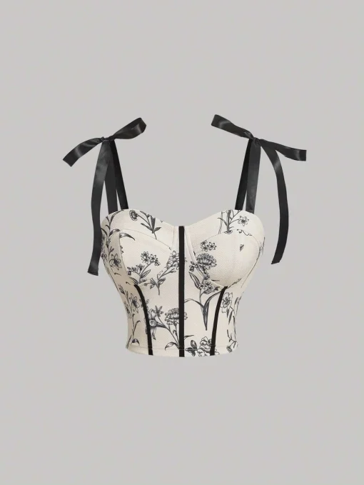 SHEIN MOD Floral Print Tie Shoulder Cami Top