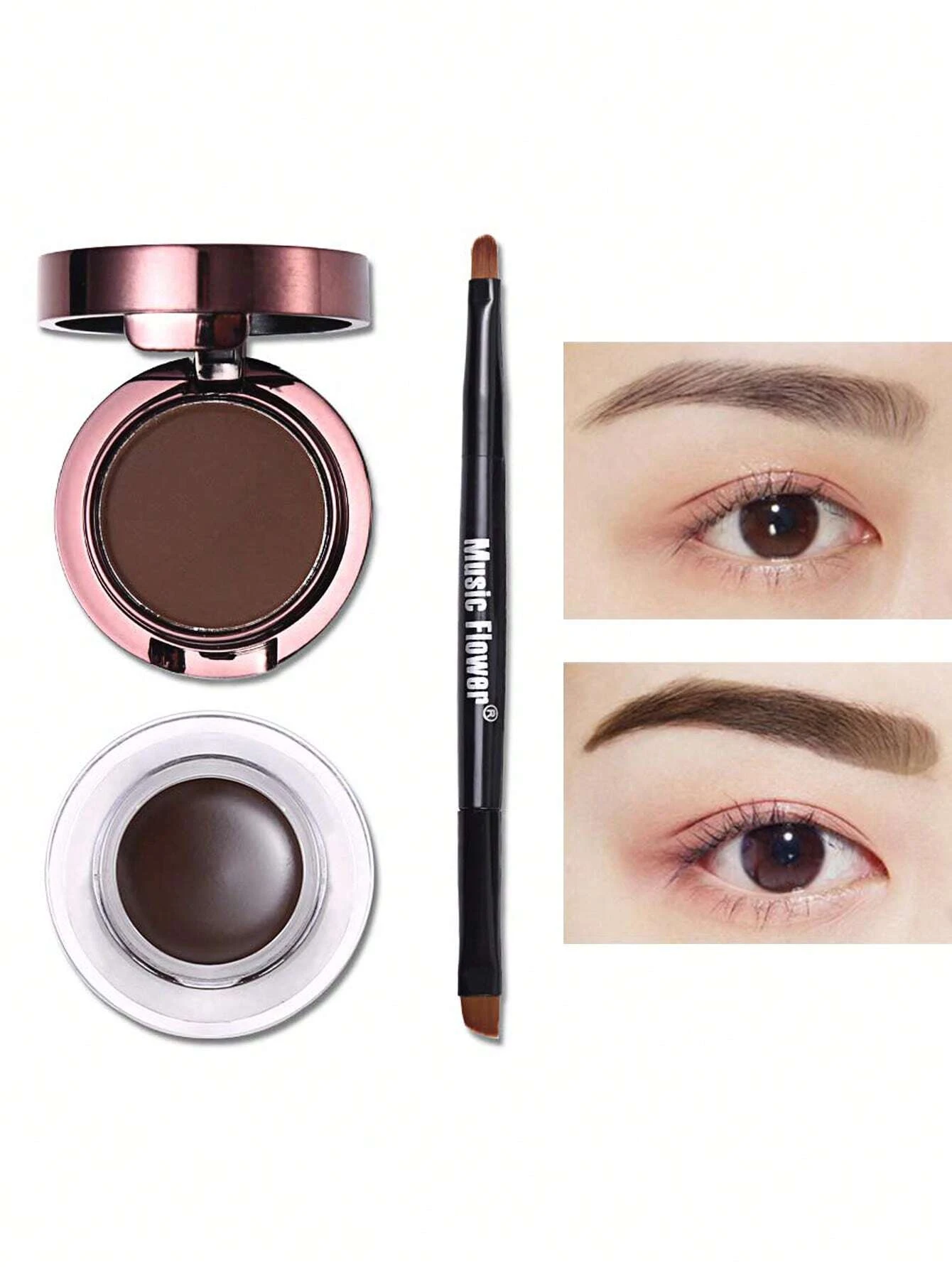 SHEIN 1pc 2 In 1 Long-lasting Waterproof Eyebrow Powder & Gel With Brush - Image 5